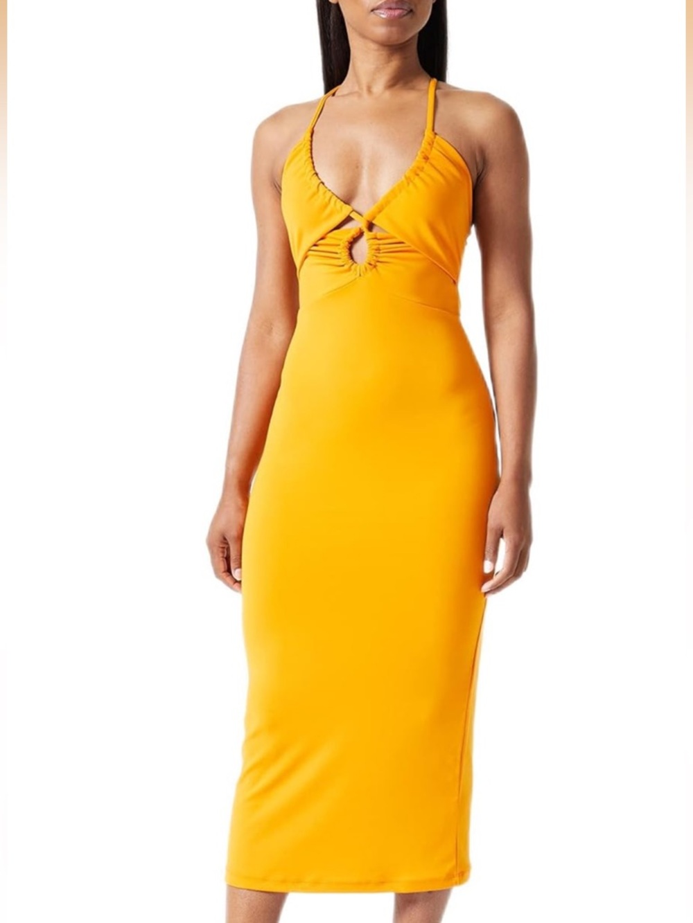 Vibrant Orange Midi Dress